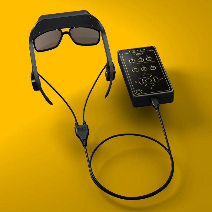 Side detail of NIIRA with bone conduction audio system and ergonomic design