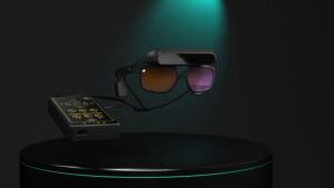 Detalle de NIIRA con sistema de audio por conducción ósea y diseño ergonómico