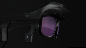 Detalle de NIIRA con sistema de audio por conducción ósea y diseño ergonómico