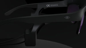 Detalle de NIIRA con sistema de audio por conducción ósea y diseño ergonómico