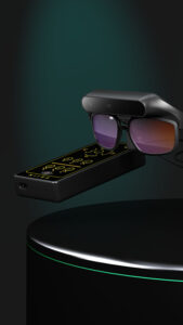 Detalle de NIIRA con sistema de audio por conducción ósea y diseño ergonómico